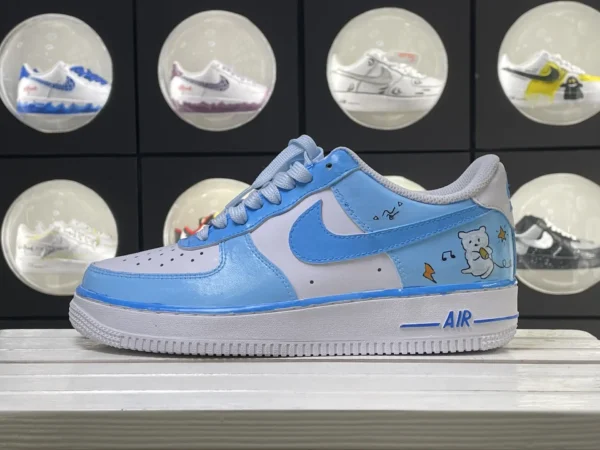 Pink Blue Sweet Bear Note Pattern Custom Air Force 1