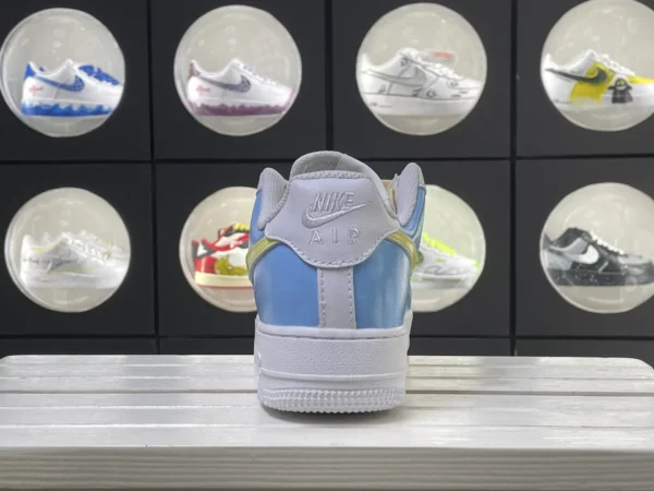 Blue White Contrast Heart Yellow Logo Custom Air Force 1 - Image 2