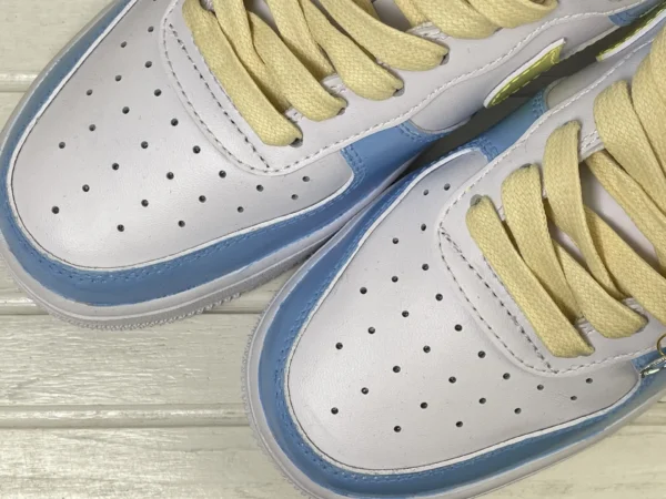 Blue White Contrast Heart Yellow Logo Custom Air Force 1 - Image 6