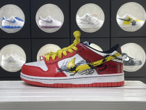 China Chic Dragon Pattern Red White Custom Air Force 1