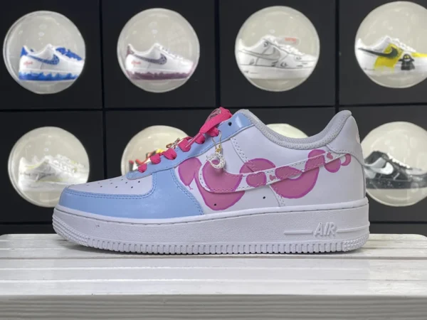 Light Blue Pink Heart Rose Lace Pendant Custom Air Force 1