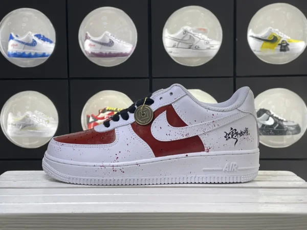 White Red Splatter Ink Metal Fastener Custom Air Force 1