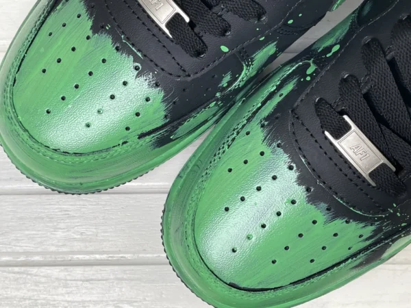 Cool Black Fluorescent Green Splatter Custom Air Force 1 - Image 6
