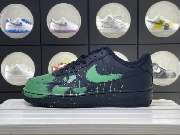 Cool Black Fluorescent Green Splatter Custom Air Force 1