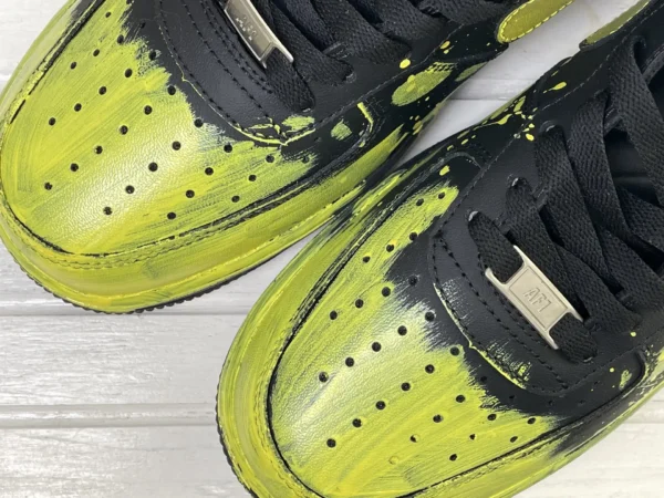 Mysterious Black Fluorescent Yellow Splatter Custom Air Force 1 - Image 6