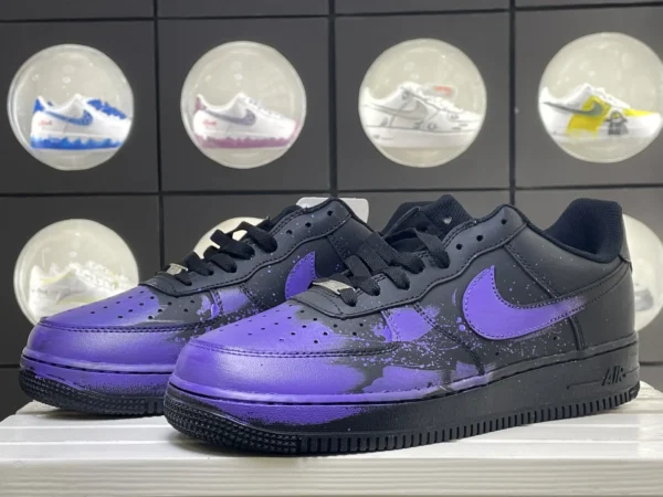 Cool Black Dreamy Purple Nebula Splatter Custom Air Force 1 - Image 5