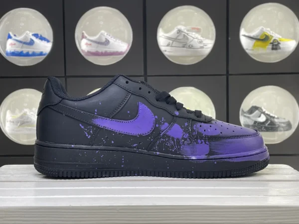 Cool Black Dreamy Purple Nebula Splatter Custom Air Force 1 - Image 3