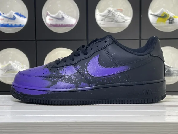 Cool Black Dreamy Purple Nebula Splatter Custom Air Force 1