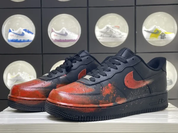 Black Flame Red Toe Splatter Custom Air Force 1 - Image 5