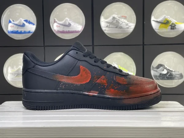 Black Flame Red Toe Splatter Custom Air Force 1 - Image 3