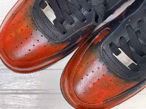 Black Flame Red Toe Splatter Custom Air Force 1 - Image 6
