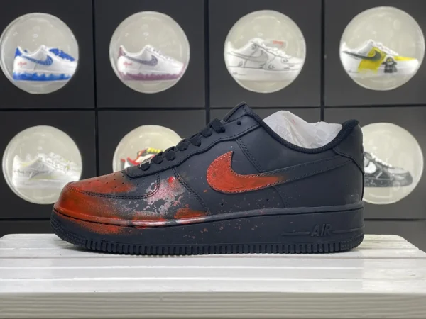 Black Flame Red Toe Splatter Custom Air Force 1