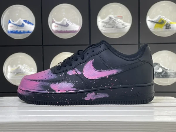Sweet Cool Black Pink Toe Splatter Custom Air Force 1