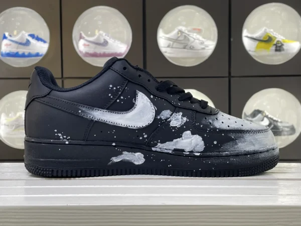 Black Silver White Artistic Casual Splatter Custom Air Force 1 - Image 3