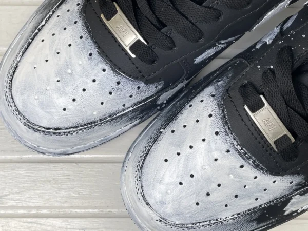 Black Silver White Artistic Casual Splatter Custom Air Force 1 - Image 6