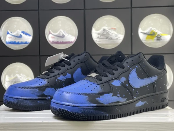 Black Dreamy Blue Star River Splatter Custom Air Force 1 - Image 5