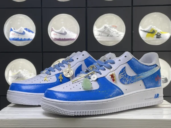 China Chic Blue White Copper Coin Jade Custom Air Force 1 - Image 5