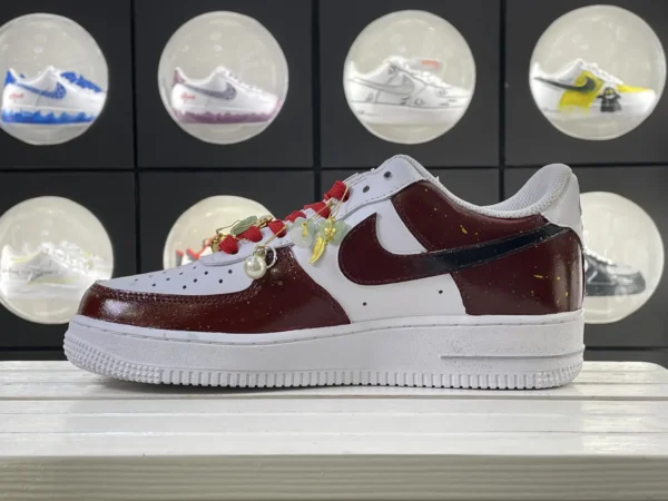 Retro White Brown Stitching Pearl Jade Pendant Custom Air Force 1