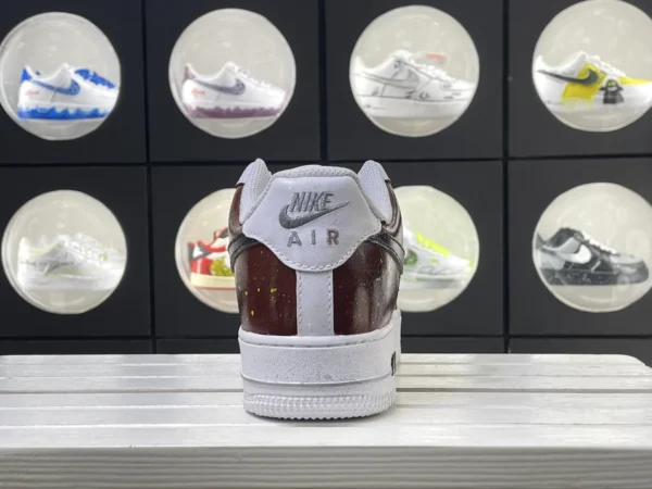 Retro White Brown Stitching Pearl Jade Pendant Custom Air Force 1 - Image 2