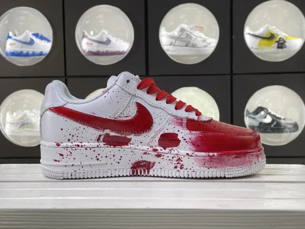 Anime Inspired Red White Character Splatter Custom Air Force 1 - Image 3