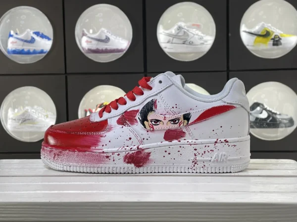 Anime Inspired Red White Character Splatter Custom Air Force 1