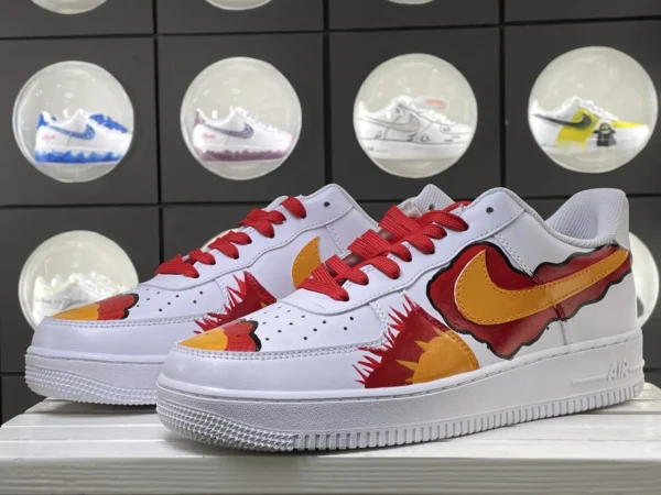 White Red Lace Flame Element Graffiti Custom Air Force 1 - Image 5