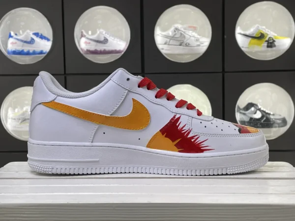 White Red Lace Flame Element Graffiti Custom Air Force 1 - Image 3