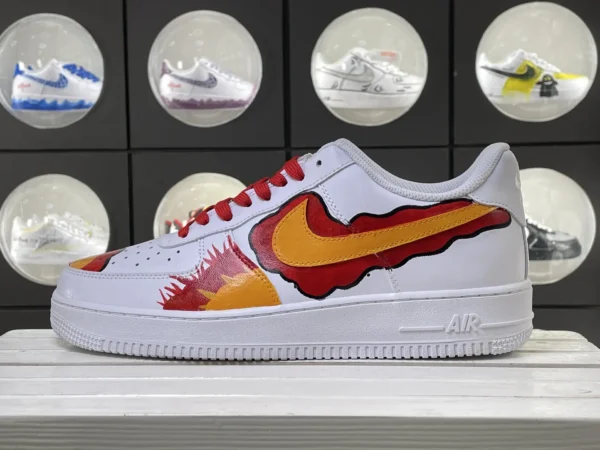 White Red Lace Flame Element Graffiti Custom Air Force 1