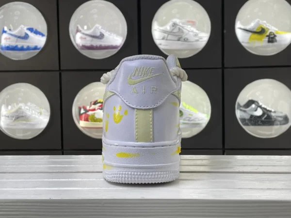 Yellow White Dog Paw Wang Print Knotted Lace Custom Air Force 1 - Image 2