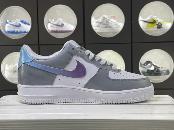 Gray White Purple Swoosh Iridescent Line Custom Air Force 1 - Image 3