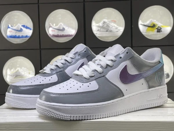 Gray White Purple Swoosh Iridescent Line Custom Air Force 1 - Image 5