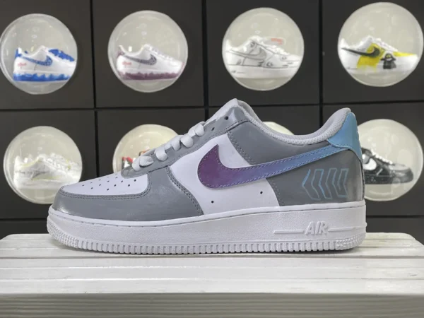 Gray White Purple Swoosh Iridescent Line Custom Air Force 1