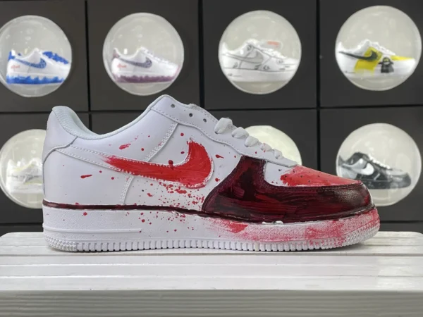 Red White Black Ink Splatter Art Graffiti Custom Air Force 1 - Image 3