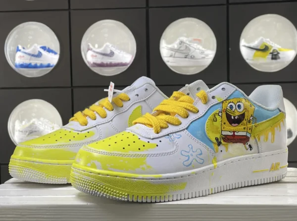 SpongeBob Patrick Yellow Splatter Custom Air Force 1 - Image 5