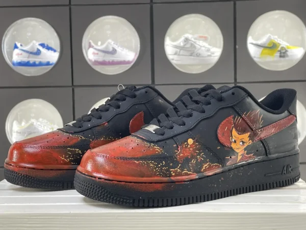 Nezha Wind Fire Wheels Red White Splatter Custom Air Force 1 - Image 5
