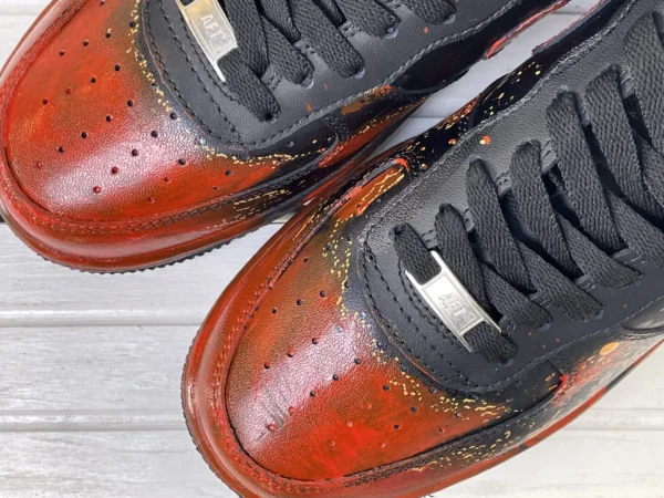 Nezha Wind Fire Wheels Red White Splatter Custom Air Force 1 - Image 6