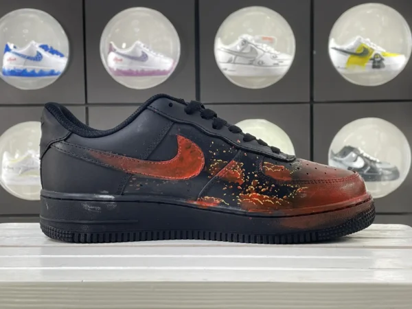 Nezha Wind Fire Wheels Red White Splatter Custom Air Force 1 - Image 3