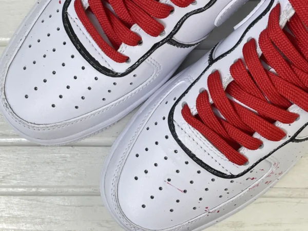 Anime Eyes Ink Splatter Red Black Custom Air Force 1 - Image 6