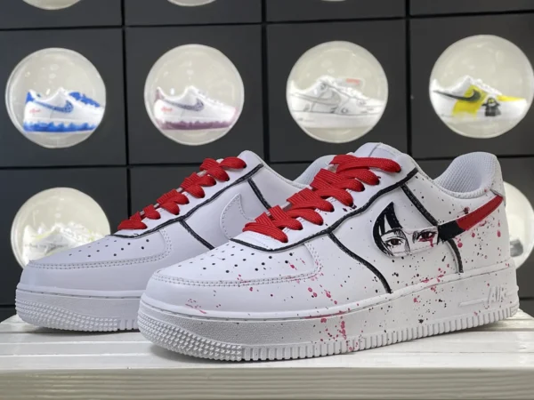 Anime Eyes Ink Splatter Red Black Custom Air Force 1 - Image 5