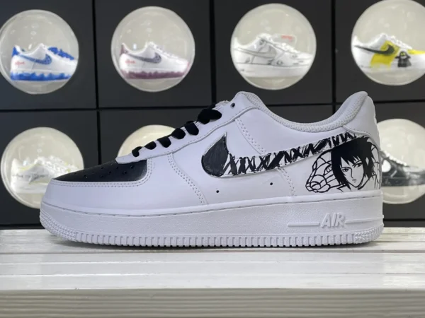 Black White Anime Lines Contrast Custom Air Force 1