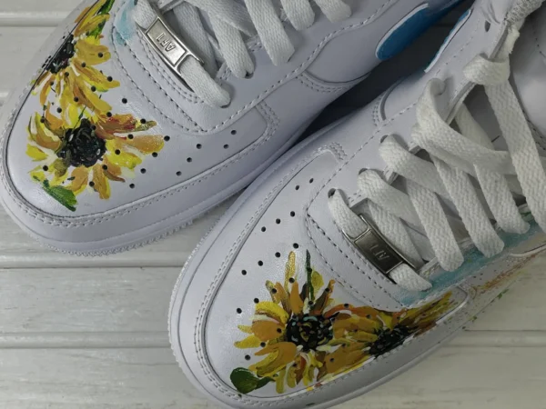 Sunflower Ink Splash Blue Green White Custom Air Force 1 - Image 6