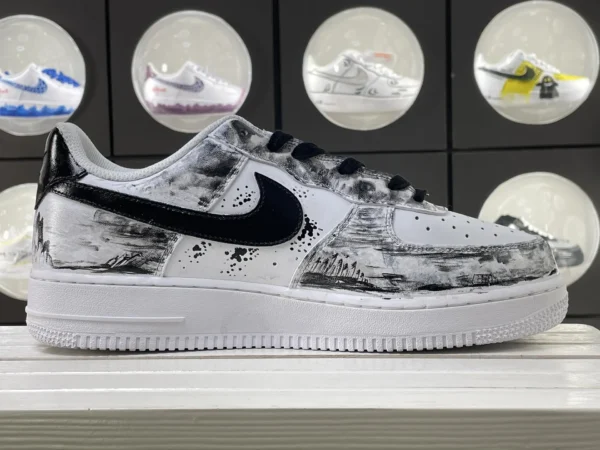 Ink Graffiti Splash Lines Black White Custom Air Force 1 - Image 3