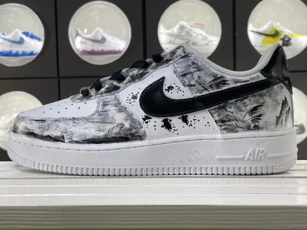 Ink Graffiti Splash Lines Black White Custom Air Force 1