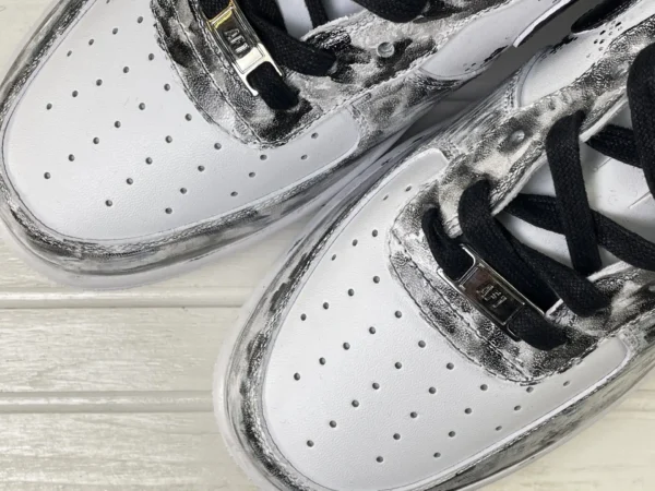 Ink Graffiti Splash Lines Black White Custom Air Force 1 - Image 6