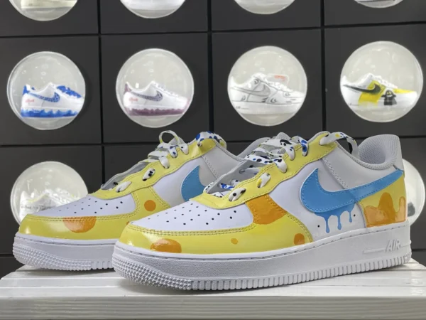 Color Melt Polka Dot Yellow Blue Orange Custom Air Force 1 - Image 5