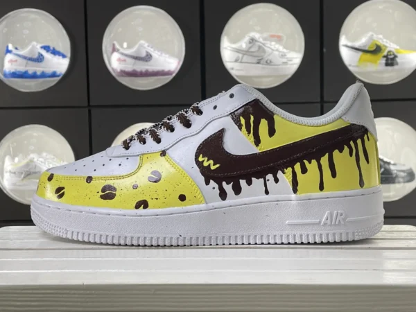 Leopard Chocolate Melt Yellow White Custom Air Force 1