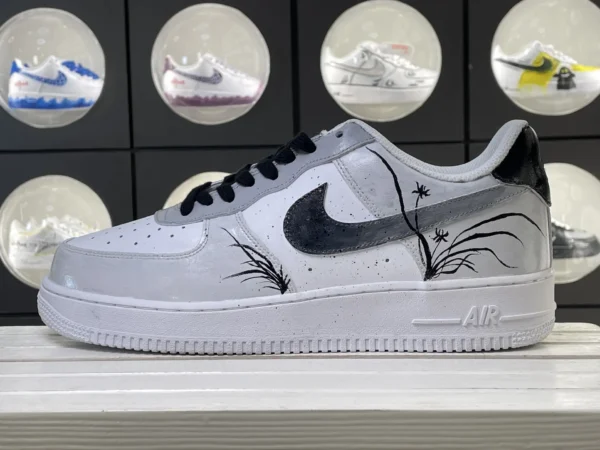 Ink Blossom Chinese Aesthetic Gray & White DIY Custom Air Force 1