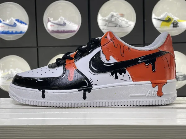 Street Drip Black White Orange Custom Air Force 1