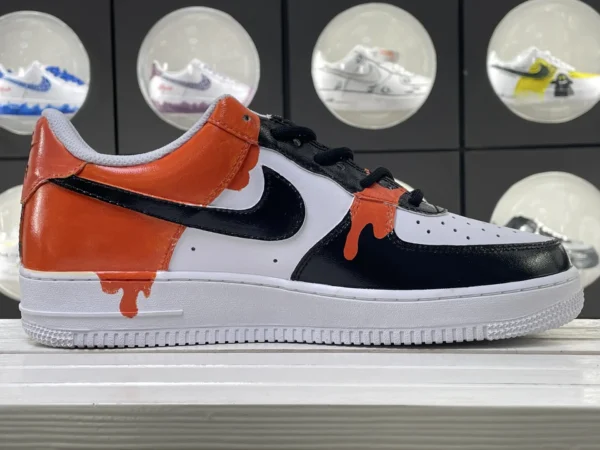 Street Drip Black White Orange Custom Air Force 1 - Image 3