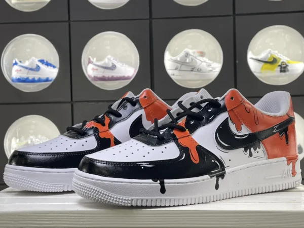 Street Drip Black White Orange Custom Air Force 1 - Image 5
